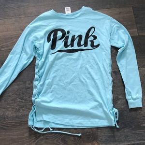 long sleeve blue pink tee